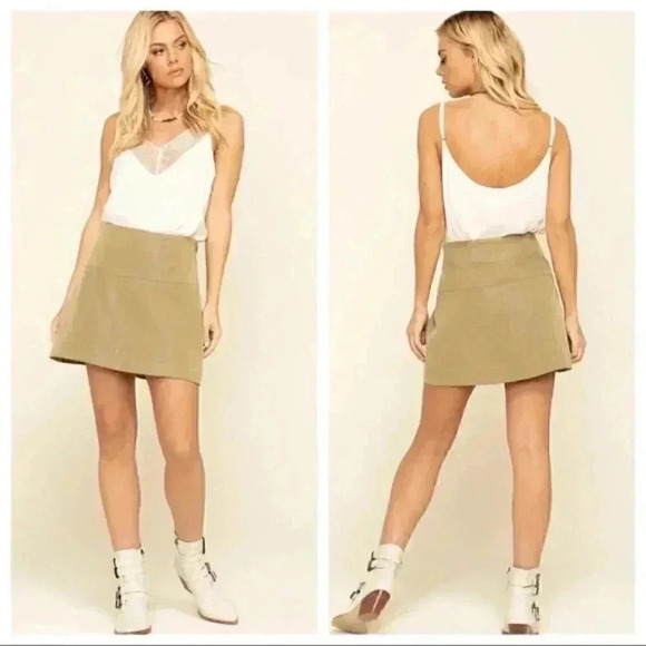 Free People Days In The Sun Faux Suede Mini Skirt - Picture 3 of 3